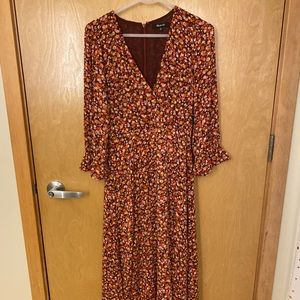 NWOT Madewell Fall Floral Print Faux Wrap Dress 00